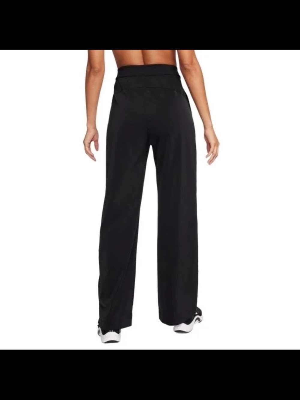 Nike Bliss Wide Leg Pleated Trouser Dri-Fit Black Small Stretch Gummy Logo - Picture 3 of 16